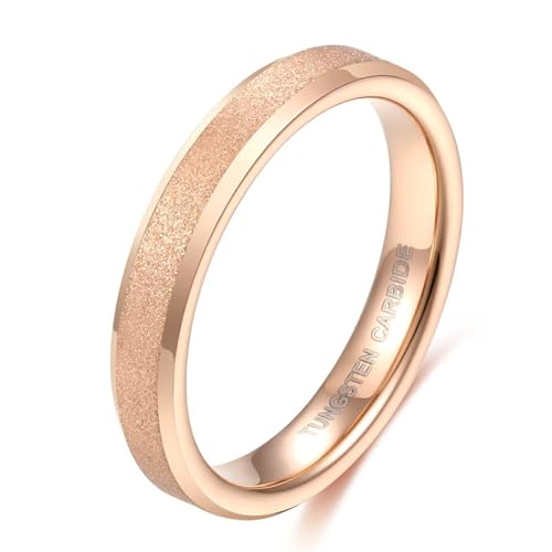 Bague en tungstène mat 4MM or rose taille 59 pour homme et femme