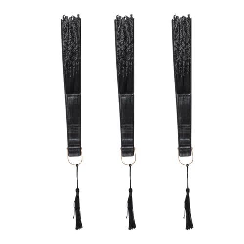 ACOLY Lot De 3 Éventails À Main En Dentelle Noire Pour Mariage, Style Ancien, Noble Et Élégant, Pliable, Pour Accessoires De Carnaval, Cadeau De Fête