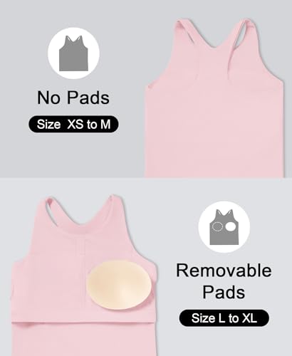 Image of DOCUMO Girls Tank Tops Double Lined Racerback Crop Tops for Kids Sleeveless Workout Tops for Dance, Yoga, Running, Sports