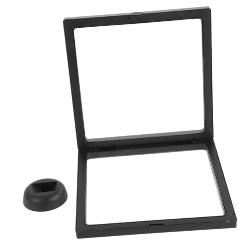 MUELODSIC Caja De Exhibición De Joyas Transparente 3d Marco Flotante 18 x 18 x 2 Cm De Polietileno Con Base Redonda Negra Para Exhibir Monedas y Medallas