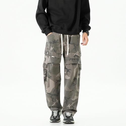 Pantalon cargo homme ample à coupe droite et multipoches