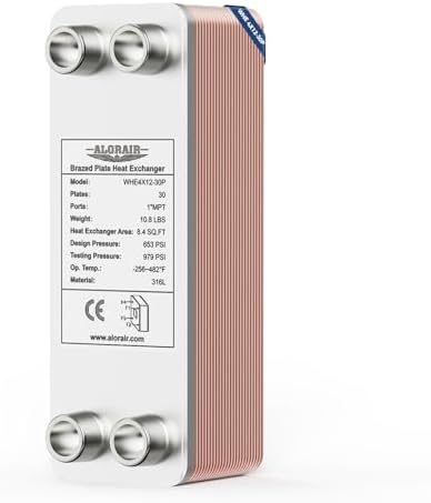 ALORAIR 4"x12" 30 Plates Heat Exchanger with 1" MPT Port,316L Sta...