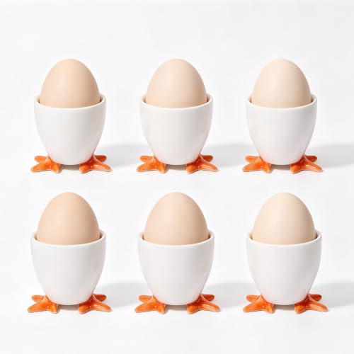 Image of TMZDCJK Ceramic Egg Cups Set of 6, White Chick Design