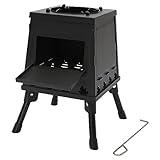 Stufa Da Tenda, Portatile Stufa A Legno, Campeggio AntiVento Acciaio, Inox Compatto, Per 3-5 Persone Escursionismo Pesca Picnic Riscaldamento, Ecologico Senza, Carburante 22x22cm