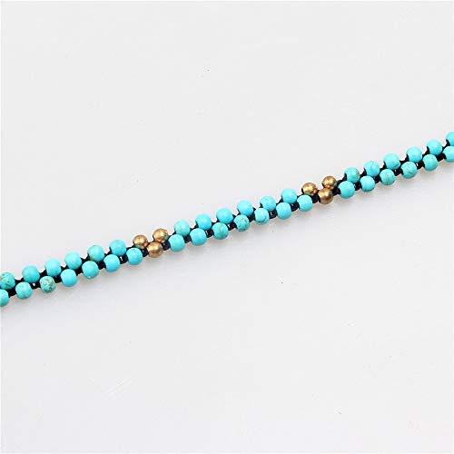 Image of kelistom Bohemian Ankle Bracelets for Women Handmade Natural Stone Beaded Chain Anklet