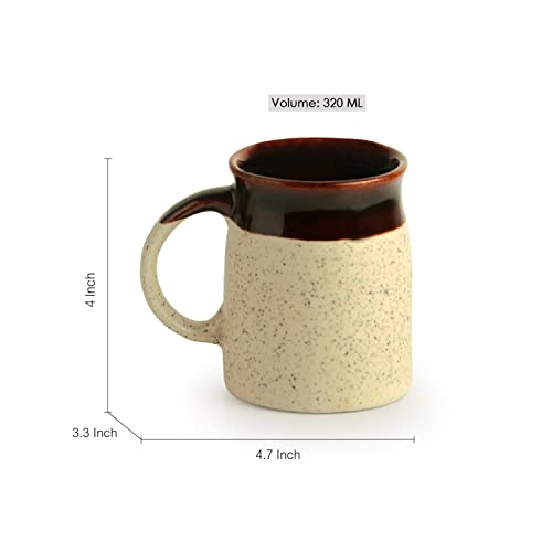 Image of ExclusiveLane 'Cocoa Rims' Studio Pottery Ceramic Coffee Mugs Set of 2 (Dark Brown & Cream, 320 ml, Microwave & Dishwasher Safe) | Coffee Mug Ceramic Cups Coffee Mugs for Coffee Cup Set of 2 Tea Cups