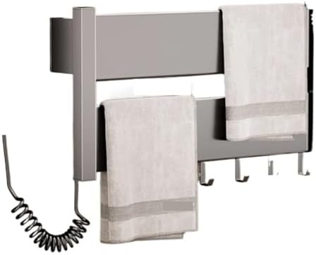 Smart Electric Heated Towel Rail Bathroom Accessories Heated Drying Towel Rack Home Towel Warmers Punch-Free Bath Towel Rack(B1 57x10x30cm Left)