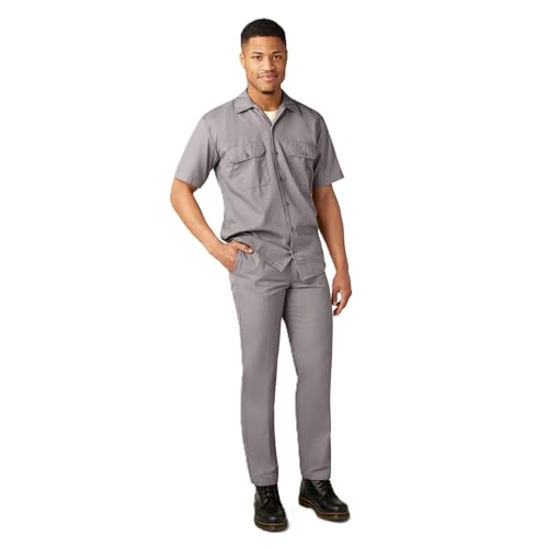Image of Dickies Men's Short Sleeve Work Shirt - Durable Twill Button Down Shirts for Men, Lightweight Uniform for Daily Wear