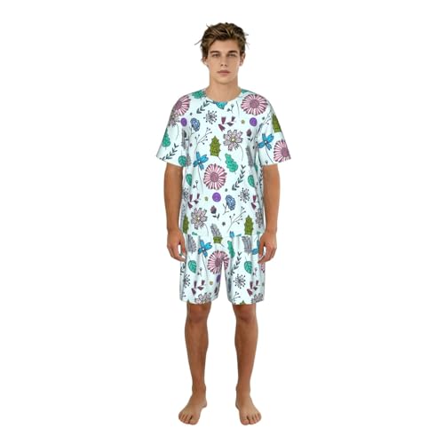 Ensemble de pyjama court hommes manches courtes imprimé fleurs vêtement été