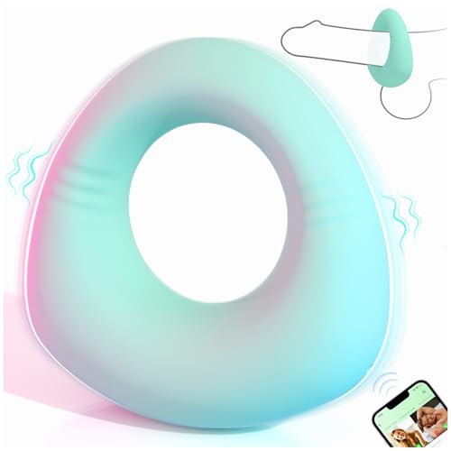 Full Liquid Silicone Soft Vibrating Cock Ring 0.09LB Mint Green APP Pleasure Penis Ring Vibrator Couples Adult Sex Toys for Men Women HOESDIK 10 Vibrations Male Couple Sex Toy Game for Men Erection