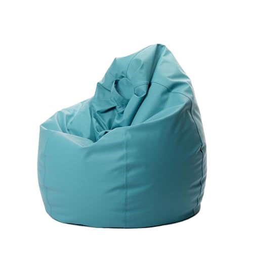 MiPuf - Puff Pera XXL Turquesa | Puff con Relleno Incluido EPS de Alta Recuperación | Fabricado en España con Tejido Polipiel Alta Resistencia | Puf Gran Comodidad Doble Costura y Doble Cremallera
