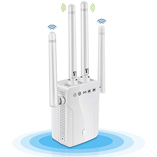WiFi Range Extender-1200Mbps WiFi Repeater Wireless Signal Booster, 2.4 & 5GHz Dual Band WPS Wireless Signal 4 Antennas 360Â° Full Coverage (4 Antennas, White)