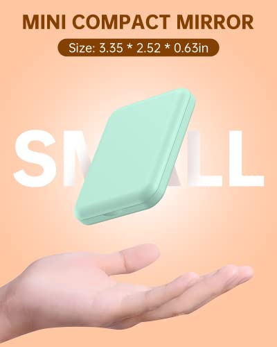 Gospire Mini Rechargeable Travel Makeup Mirror With Lights And Magnification 1X / 3X, Led Compact Mirror With 3 Light Colors & Adjustable Brightness, Small Vanity Mirror Handheld For Purses – Green #TOP2