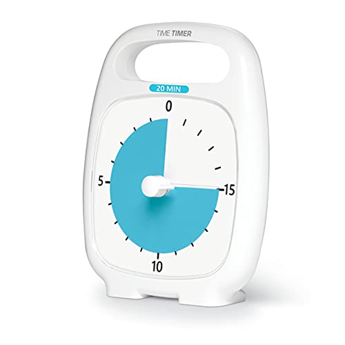 Time Timer Plus 20 Minute Desk Visual Timer — Countdown Timer With Portable Handle For Classroom, Office, Homeschooling, Study Tool With Silent Operation (White) #TOP3