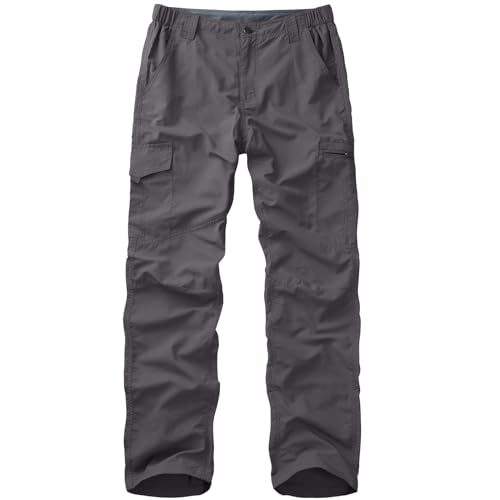Winebox Walking Hiking Trousers Mens Quick Dry Lightweight Breathable Outdoor Fishing Climbing Travel Cargo Pants(Gery-32-new) Grey