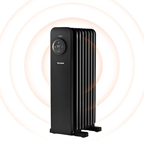 PELONIS PHOENIX 1500W Ölradiator Heizkörper Energiesparender, Elektrische Heizung mit 7 Rippen, Verstellbares Thermostat, Kippschutz & Überhitzungsschutz (Elektrische, Schwarz) Cover