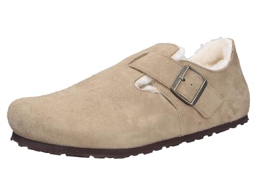 Birkenstock Unisex London Shearling Suede Leather Taupe Sandals 13 W / 11 M US