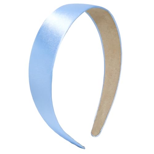 JOYRUBY 1.15 Inch Light Blue Headband for Women, Fashion Satin Slik Plain Headband Non Slip DIY Head Band Gifts Holiday Christmas Hair Accessories for Girls Teen