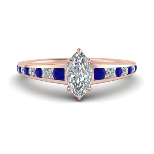 Bague fiançailles marquise plaqué or rose pour une demande en mariage unique