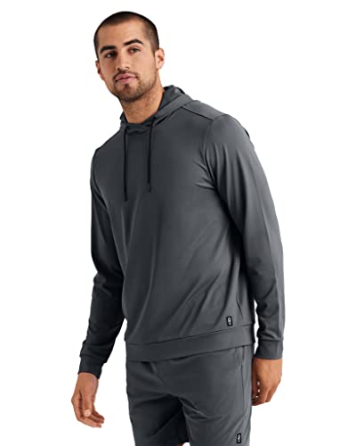 Rhone Men's Essentials Training Hoodie, Moisture Wicking, 4-Way Stretch Fabric, Internal Drawcord, Recycled Polyester Fabric (Iron Gate Gray, Medium) #TOP14