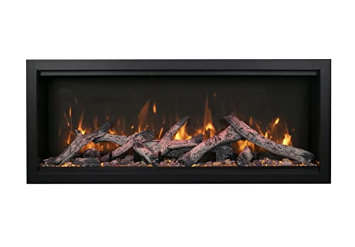 Amantii Sym-60-Xt-Bespoke Symmetry Extra Tall Bespoke 60 Inch Recessed Indoor Outdoor Electric Fireplace, Wifi Bluetooth Speaker Available, With Remote, Trim And Rustic Log Media #TOP29