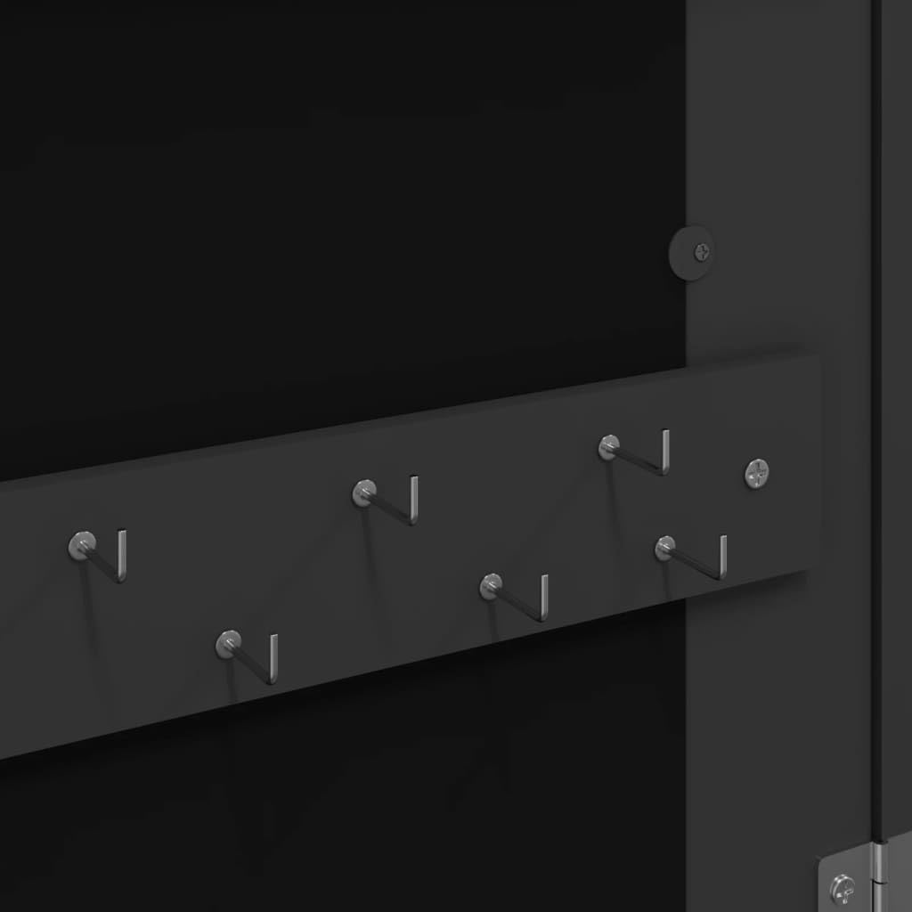 vidaXL Espejo con joyero y luces LED para pared negro