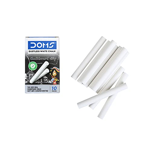 DOMS Non-Toxic Dustless White Chalk (Pack of 100 Chalks)