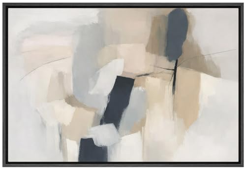 SIGNWIN Framed Canvas Print Wall Art Minimalist Neutral Geometric Brushstroke Modern Abstract Illustrations Modern Art Decorative Boho Relax/Zen for Living Room, Bedroom, Office - 16"x24" BLACK
