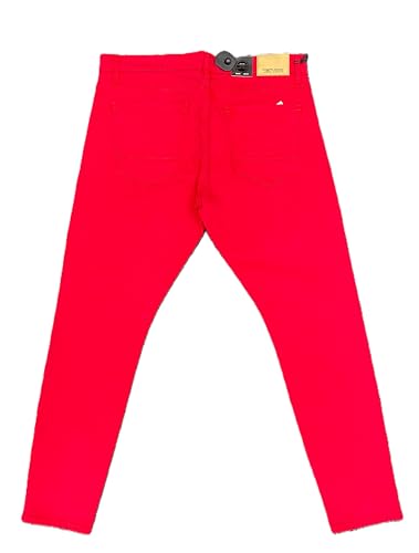 Mens Ross Skinny Tapered Fit No Rips Red Jeans (JR91521)3
