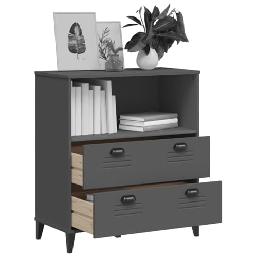 Estantería VIKEN antracita de madera con 2 cajones y diseño moderno de 80x40x90 cm 5