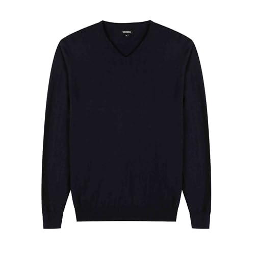 Image of Krumba Mens Plus Size Sweater: Cotton V Neck Big Tall Oversized Long Sleeve Pullover 4XL Black