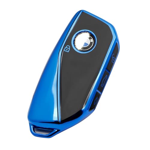 Creativity Advanced soft TPU key Cover Suitable for BMW 2023-2026 New 5 7 Series iX XM IX3 i7 X1 X5 X6 X7 key (Blue)