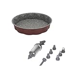 Avilia Juego completo de repostería: sartén de 24 cm con revestimiento antiadherente, jeringa de pastelería y boquilla de silicona para decorar pasteles, galletas y manualidades caseras