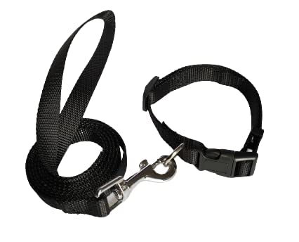 Woofy 10MM Nylon Plain Strip Pattern Heavy Hook Leash with Adjustable Buckle Neck Collar Belt Ideal for Outdoor Training/Walking Dogs and Puppies (Black) (B0C5DWNR59) Amazon Price History, Amazon Price Tracker