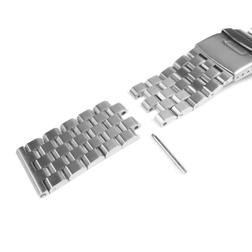 Image of Brushed Metal Watch Bands for Men Women Solid Stainless Steel Watch Band 18 /20 /22 /24 /26mm Watch Bracelet Strap Deployment Double Lock Deployment Buckle Black Silver Blue Gold