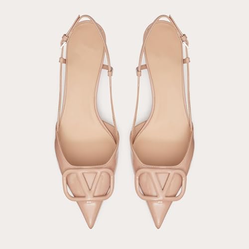 Slingback Kitten Heels for Women Patent Leather Pumps Pointed Toe Low Heeled Sandals Slip on Heels for Prom, Wedding, Party4