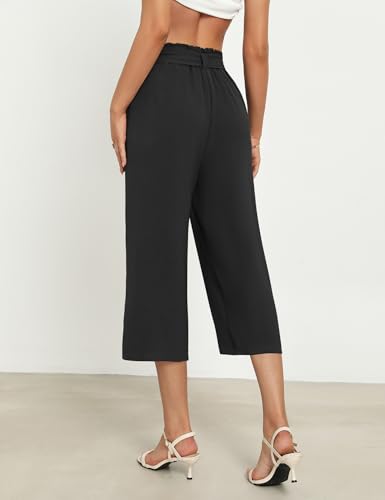 Women's Capri Pants High Waist Wide Leg Casual Home Adjustable Lace-up Trousers Business Fashion Ladies Work Pants2