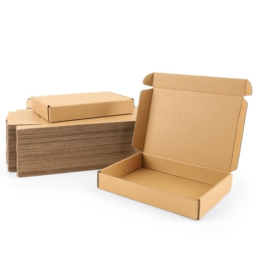 BIOBROWN 7x5x1" Small Shipping Boxes 50 Pack, Corrugated Cardboard Mailer Boxes Bulk for Packaging Small Business Mailing Gift, Kraft Brown