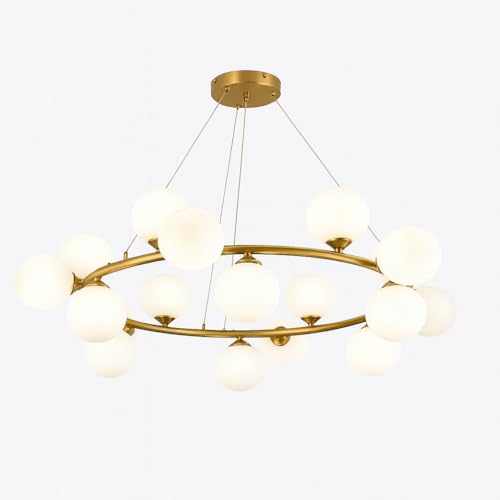 Vetrineinrete® Lampadario contemporaneo in metallo bronzo lampada a sospensione per soggiorno open space 18 sfere in polietilene attacco G9