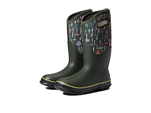 Bogs Womens Classic Tall Boot Rain, Mushrooms Print-Dark Green, 7 #TOP21