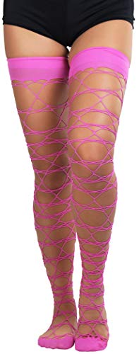 Image of ToBeInStyle Women's Multi-Strand Large Diamond Fence Net Thigh High Stockings