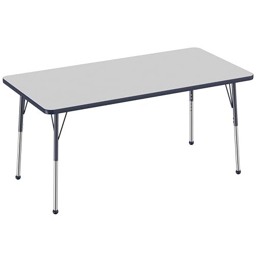 FDP 30" x 60" Rectangle Table with Ball Glide Legs - Gray/Navy, 10024-GYNV