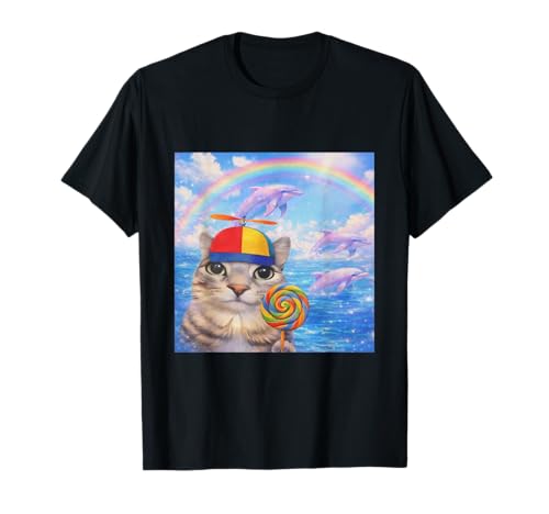 Happy Cat Dreamcore Funny Silly Cat Kitten Brainrot Meme T-Shirt