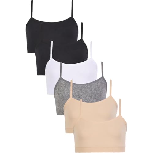 I&S Girl's Pack of 6 Sets of Matching Spaghetti Strap Bras & Seamless BoyShorts or Bikinis (12-14 Years, Enchanted Floral Princess)4