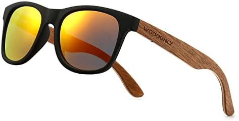 WOODONLY Retro Wood Polarized Sunglasses - Cool Style Matte Finish Frame with Wooden Temple for Men and Women Perfect Gifts