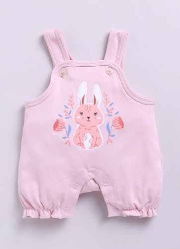 Image of Smart Baby Dungaree Set for Baby Girls 0-12 Months | Cotton Romper with T-Shirt | Soft & Breathable Fabric | Snap Button Closure for Easy Diaper Change