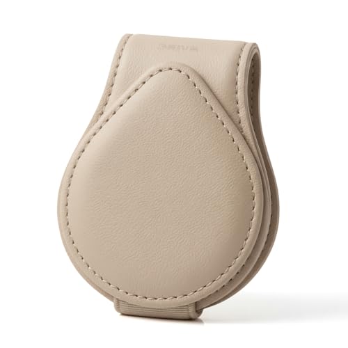 Porta Óculos para Carro Suporte Veicular de Para-sol em Couro e Metal com Clip Magnético Prático DRIVR (Bege)