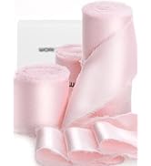 Pink Silk Ribbon 1 1/2" x 20 Yard Frayed Edge Light Pink Satin Ribbon for Baby Showers Wedding In...