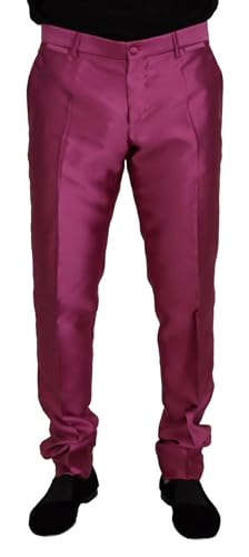 Dolce & Gabbana Pantalones ajustados de seda rosa para hombre, Rosa, 48