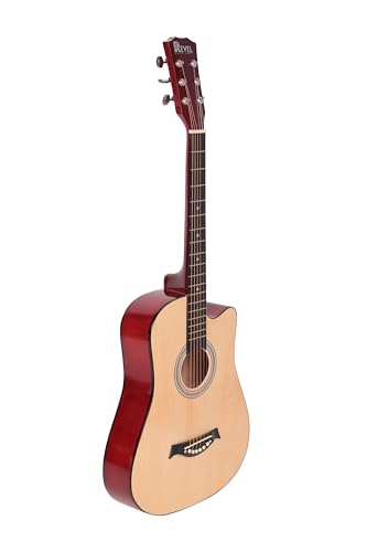 Image of Revel 38 Inch Glossy Acoustic Guitar for Beginners and Professionals with Signature Guitar Feel, Westwood Guitar Style Set with Picks. (NATURAL)